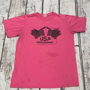 Vintage 1980s USA Speedway Louisiana Pink 80s Racing Car tee Top Shirt